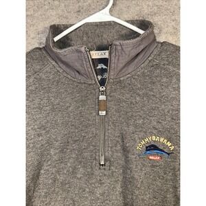 NWT Tommy Bahama Sweater Mens Large 1/4 Zip Pullover Gray Long Sleeve‎ Cotton L